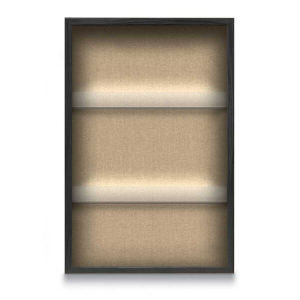 Outdoor Enclosed Combo Board, 48"x36", Satin Frame/Black Porc & Burgundy
